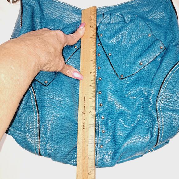 Marc Echo Vegan Leather Turquoise Blue Y2K Bow Detail Zipper Bucket bag - Picture 11 of 16